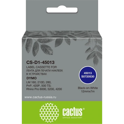 Картридж ленточный Cactus CS-D1-45013 45013 черный/белый для Dymo L фото 3