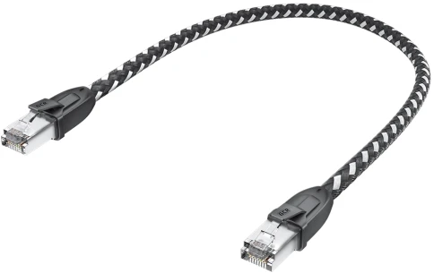 GCR PRO Патч-корд PROF прямой 5.0m, UTP медь кат.6А, STRONG черно-белый в оплетке текстиль, ethernet high speed 10 Гбит/с, T568B фото 4