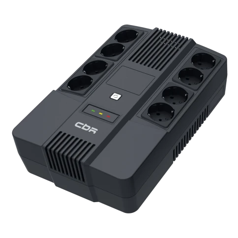 Линейно-интерактивный ИБП в плоском корпусе "Brick"/ ИБП CBR [UPS-OFK-101E-600] 600VA/360W,  Schuko CEE 7 Outlets: (x4 Battery & Surge Protected; x4 Surge Protected), LED, AVR, 12V/7Ah фото 1