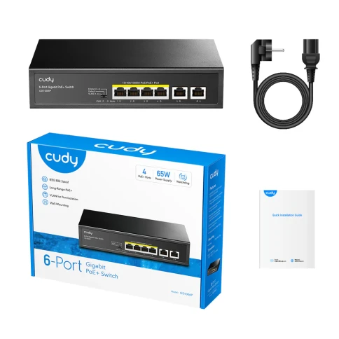 Коммутатор/ 6-Port 10/100/1000M PoE+ Switch, 4-Port 10/100/1000 BASE-T Gigabit PoE+... фото 4