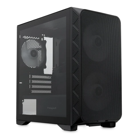 Корпус без блока питания/ Case HSPD M321, Mesh Mini-tower, Black, slid фото 3