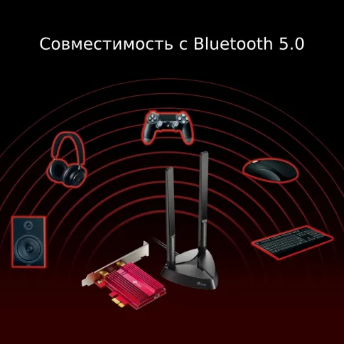 Адаптер Wi-Fi/ 11AX 3000Mbps dual-band PCI-E adapter, two external Ant фото 6