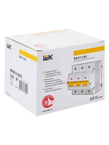 Авт. выкл. ВА47-150 3Р 100А 15кА х-ка C IEK фото 1