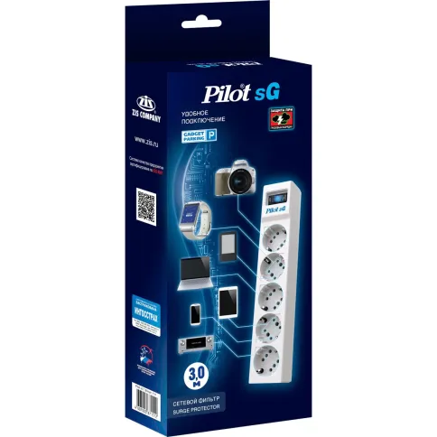 Сетевой фильтр/ Surge protector Pilot SG5 5 outlets (GP), 10A / 2.2kVt, automatic circuit-breaker, 3 m фото 6