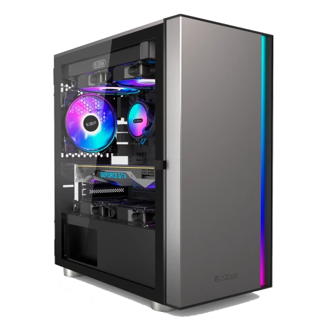 Корпус без блока питания/ Case PCCooler LM300 ARGB BK, Mini-Tower, TG, фото 1