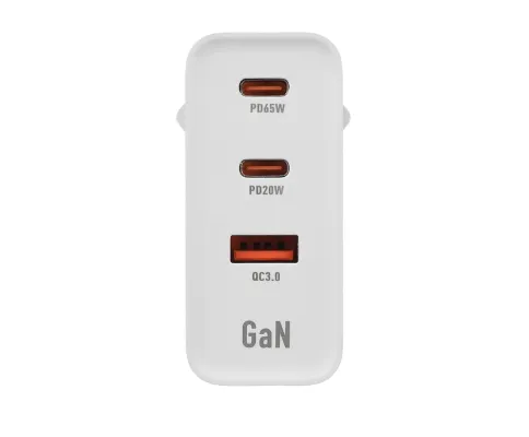 Сетевое З/У GoPower GPQC10 1USB+2Type-C 65W QC3.0 GAN белый фото 1