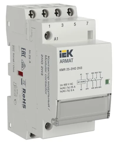 ARMAT Контактор модульный KMR 25А 24В AC/DC 2НО 2НЗ IEK фото 1