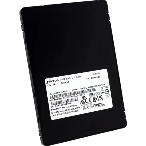 Твердотельный накопитель/ Micron SSD 7450 PRO, 7680GB, U.3(2.5" 7mm), фото 2