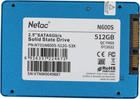 Твердотельный накопитель Netac SATA-III 512GB NT01N600S-512G-S3X N600S 2.5" [NT01N600S-512G-S3X] фото 5