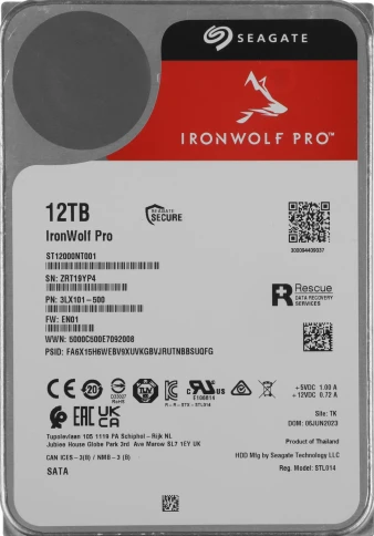 Жесткий диск Seagate SATA-III 12Tb ST12000NT001 NAS Ironwolf Pro 512E... фото 1