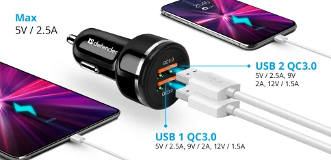 Defender UCA-80 2xUSB QC3.0, 36W фото 2