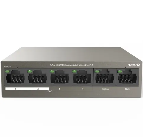 Коммутатор/ Tenda  6-Port 10/100M Desktop Switch with 4-Port PoE фото 1