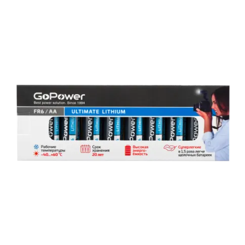 GoPower FR6 AA BOX10 Lithium 1.5V фото 1