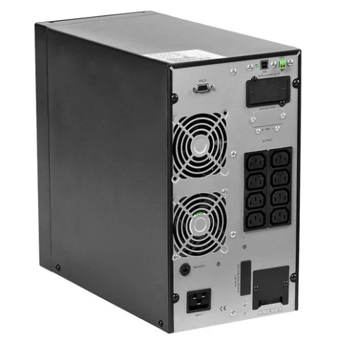 ИБП POWERMAN Online 2000, LCD, двойного преобразования, 2000ВА, 1800Вт, 8 штук IEC320 С13 с резервным питанием, USB, RS232, слот SNMP, разъем EPO, батарея 12В 9Ач 4 шт.,  1 кабель для нагрузки C13/C14, 191 х 337 х 460 мм., 19.64 кг./ UPS POWERMAN Online 2 фото 5