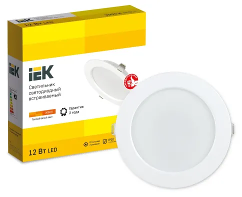 Светильник LED ДВО 1613 белый круг 12Вт 3000К IP20 IEK фото 3