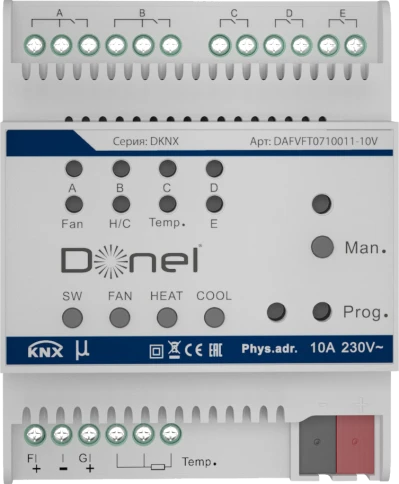Donel Контроллер фанкойла KNX, 0-10 В, Выходное напряжение: 0-10 В или фото 1
