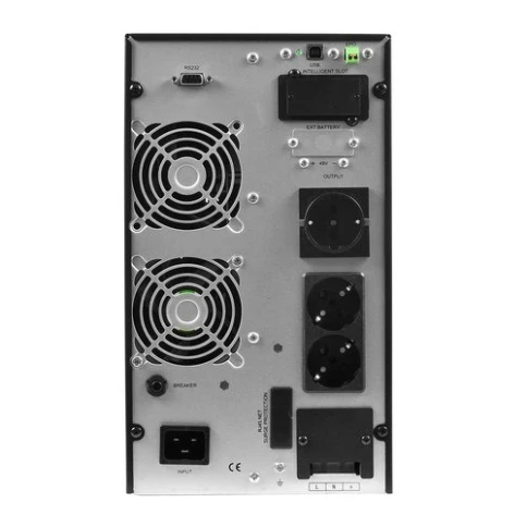 ИБП POWERMAN Online 2000, LCD, двойного преобразования, 2000ВА, 1800Вт, 3 евророзетки с резервным питанием, USB, RS232, слот SNMP, разъем EPO, батарея 12В 9Ач 4 шт., 191 х 460 х 337 мм., 20 кг./ UPS POWERMAN Online 2000, LCD, double conversion, 2000VA, 18 фото 6