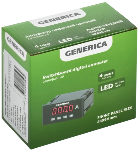 Амперметр цифр. щит. 1-ф. DO RS-485 48х96 LED GENERICA фото 1