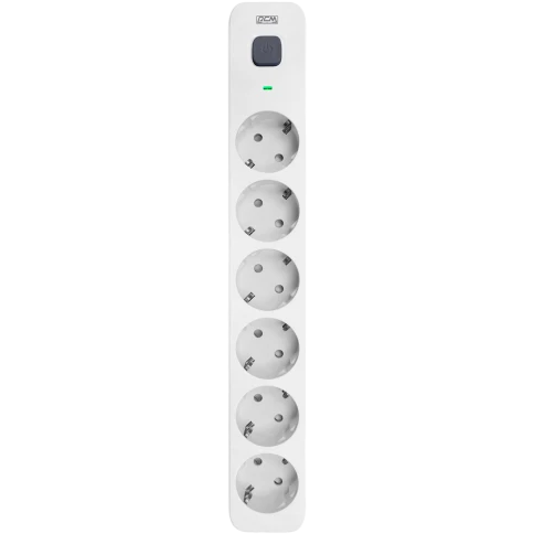 Фильтр-удлинитель PowerCom SP-06W 3.0M, 6 розеток, белый, 16А, 4кВт, 380Дж, защитные шторки, защита от КЗ, перегрузки, ВЧ и импульсных помех, кабель 3x1.5 мм2, ШхГхВ 338.5х50х40.2 мм, вес 0.68 кг./ Surge protector PowerCom SP-06W 3.0M, 6 sockets, white, 1 фото 2