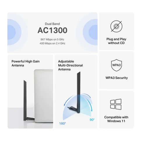 Адаптер Wi-Fi/ AC1300 High Gain Wireless Dual Band USB Adapter фото 5
