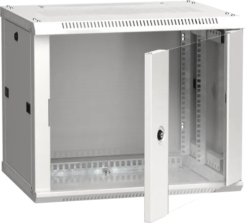 19" настенный шкаф  6U 600x450, стекл. передняя дверь, серый (плоск. у фото 2