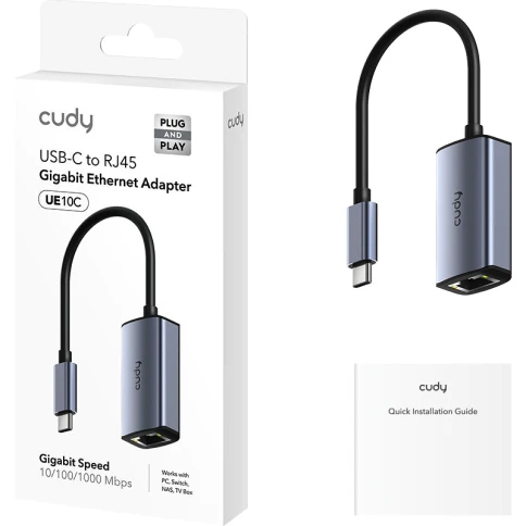 Адаптер/ Aluminum Portable USB-C to Gigabit Ethernet Adapter, Compatible with... фото 2