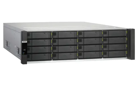Сетевое хранилище без дисков/ Enterprise QNAP ES1686dc-2123IT-64G NAS, 16-tray SAS w/o HDD, rackmount, 2xPSU, per controller: Xeon D-2123IT 4-core 2.2 GHz (burst up to 3.0 GHz), 32 GB RDIMM DDR4 ECC (4x 8 GB) up to  512 GB (8 x 64GB), 4xSFP+, Included rai фото 3