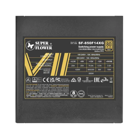 Блок питания 850 Ватт/ Power Supply Super Flower Leadex VII, 850W, ATX 3.0, 140mm, 12xSATA, 3xPCI-E(6+2), 1x12VHPWR, APFC, 80+ GOLD, Full Modular фото 6