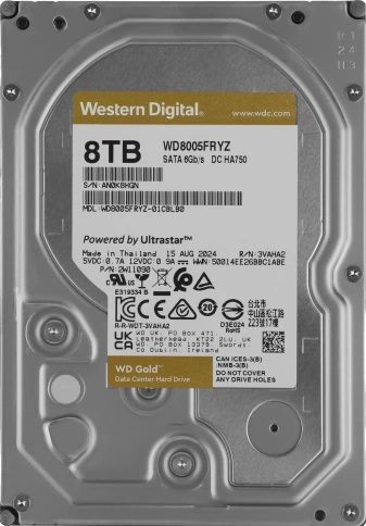 Жесткий диск WD SATA-III 8TB WD8005FRYZ Server Gold 512E (7200rpm)... фото 1