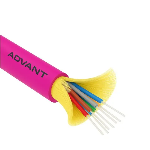 Волоконно-оптический кабель ADVANT ADVOM4-FO08-UV-LM, тип волокна MM 50/125 (OM4), количество волокон: 8, среда использования: Внутренняя/Внешняя, внешняя оболочка: LSZH, цвет: Маджента. Внешний диаметр: 5,5 фото 1