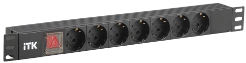 PDU 7 розеток DIN49440 (нем. cтанд.), с LED выключателем,1U, без шнура фото 1