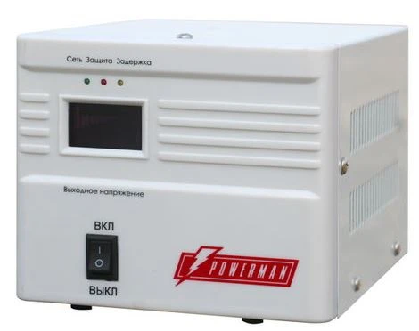 Стабилизатор POWERMAN AVS 500A, ступенчатый регулятор, 500ВА/250Вт, 160-260В, максимальный входной ток 5А, 1 евророзетка, IP-20, напольный, 190мм х 150мм х130мм, 2.11 кг./ Stabilizer POWERMAN AVS 500A, step-type regulator, 500VA/250W, 160-260V, maximum in фото 1