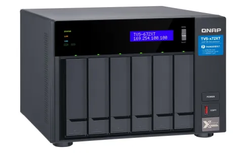 Сетевое хранилище без дисков/ SMB QNAP TVS-672XT-i3-8G 6-Bay NAS, Intel Core i3-8100T 4-core 3.1 GHz Processor, 8GB DDR4 RAM (max 32GB RAM), 6x 2.5"/3.5" SATA HDD/SSD + 2x M.2 PCIe  SSD slot, 2xGbE LAN, 1 x 10GBase-T, 2 x Thunderbolt 3 port фото 4