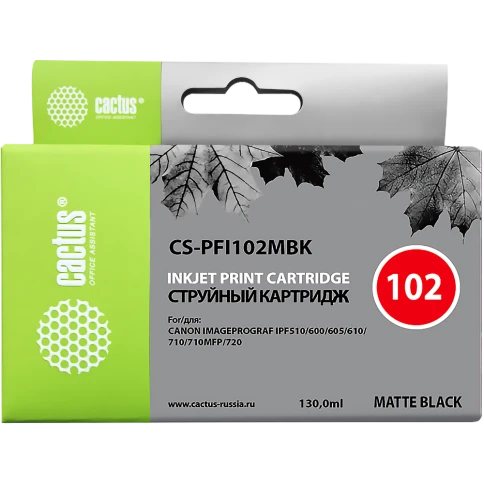 Картридж струйный Cactus CS-PFI102MBK черный матовый (130мл) для Ca фото 1