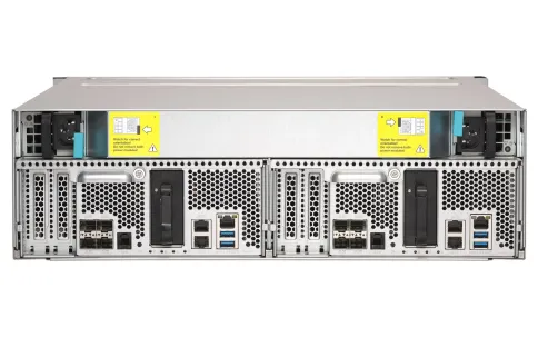 Сетевое хранилище без дисков/ Enterprise QNAP ES1686dc-2123IT-64G NAS, 16-tray SAS w/o HDD, rackmount, 2xPSU, per controller: Xeon D-2123IT 4-core 2.2 GHz (burst up to 3.0 GHz), 32 GB RDIMM DDR4 ECC (4x 8 GB) up to  512 GB (8 x 64GB), 4xSFP+, Included rai фото 8