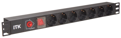 PDU 7 розеток нем. стандарт, с LED выключателем и защитой от перенапря фото 1