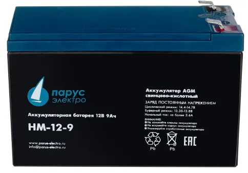 Battery Parus Electro, HM-12-9, 12V, 9Ah фото 2