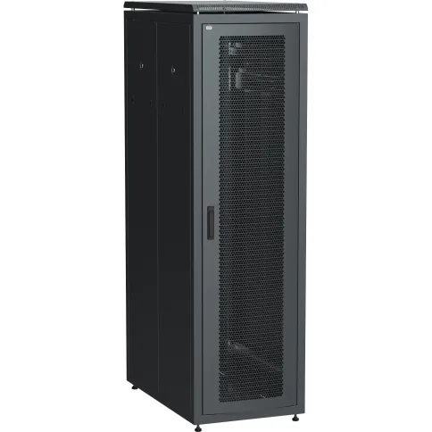 Шкаф сетевой 19" LINEA N 42U 600х1000 мм перфорированные двери черный фото 1