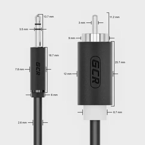 Greenconnect mini jack 3.5 mm (m) - 2 x RCA (m) 1м фото 4
