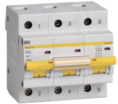 KARAT Авт. выкл. ВА47-100 3P D 63А 10кА IEK фото 9