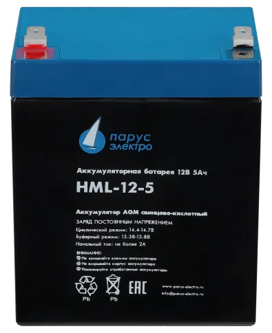 Battery Parus Electro, professional series HML-12-5, voltage 12V, capa фото 3