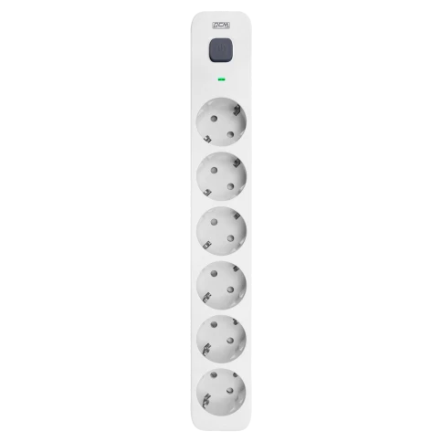 Фильтр-удлинитель PowerCom SP-06W 5.0M, 6 розеток, белый, 16А, 4кВт, 3 фото 1