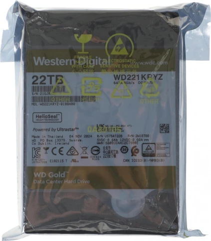 Жесткий диск WD SATA-III 22TB WD221KRYZ Gold 512E (7200rpm) 512Mb... фото 5