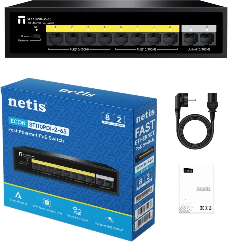 Коммутатор/ Неуправляемый PoE коммутатор Fast Ethernet, 8 портов 100 Мбит/с... фото 9