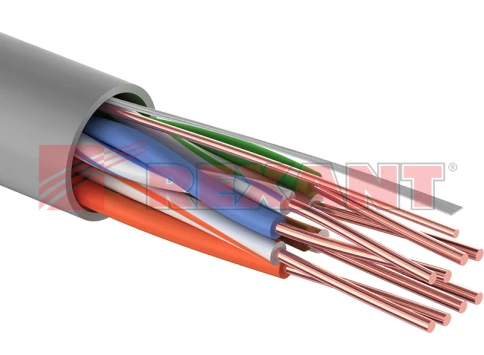 Кабель информационный U/UTP категория 5е 4х2х24AWG(0,50мм) 305м (медь) PVC solid серый REXANT (01-0043) фото 1
