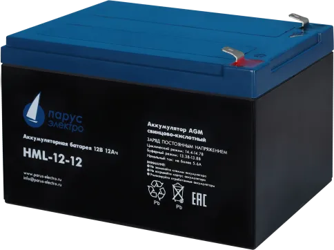 Battery Parus Electro, professional series HML-12-12, voltage 12V, cap фото 2