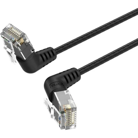 Патч-корд прямой Vention IBOBH UTP cat.6a, RJ45 угол 90 - 2м. Черный фото 1