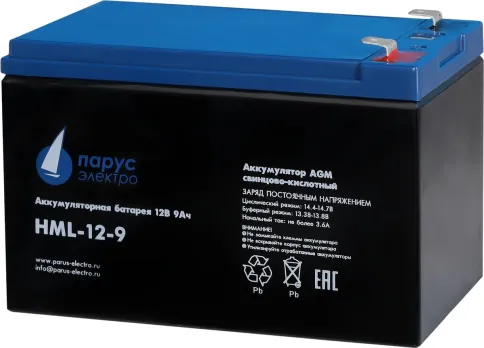Battery Parus Electro, HML-12-9, 12V, 9Ah фото 2
