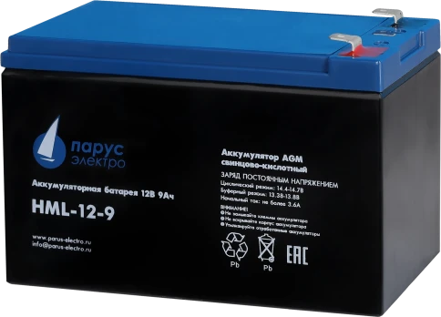 Battery Parus Electro, HML-12-9, 12V, 9Ah фото 2