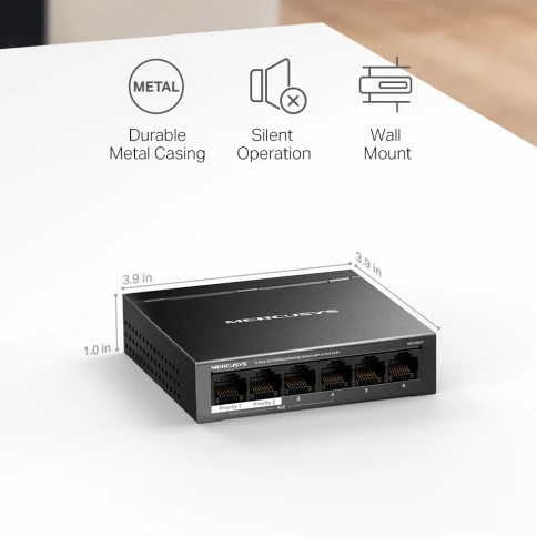 Коммутатор/ 6-Port 10/100 Mbps Desktop Switch with 4-Port PoE+ PORT:... фото 10